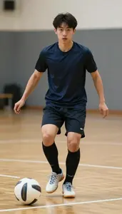 Futsal Utility Player Wearing Indoor Shoes Quick Wall Pass