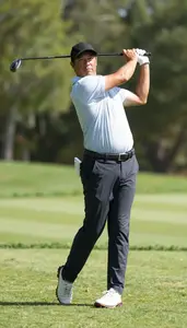 Golf Pro Golfer Wearing Golf Pants Calm Striking Long Drive