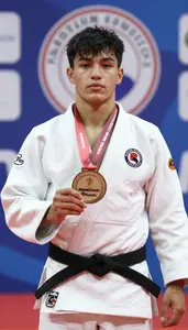 Judo Heavy Judoka Wearing Gi Showcasing Presented With First