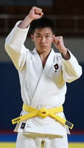 Judo Light Judoka Wearing Yellow Belt Powerful Sweeping