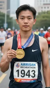 Marathon Recreational Runner Wearing Number Bib Posing
