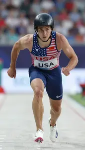 Modern Pentathlon Athlete In Attire Lunging On A Competition