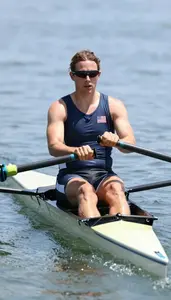 Rowing Sweep Rower Wearing Life Vest Powerful Rowing Power