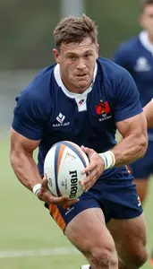 Rugby Sevens Prop Wearing Rugby Jersey Intense Running