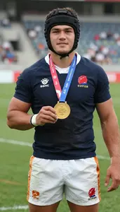 Rugby Sevens Prop Wearing Rugby Shorts Displaying Displaying