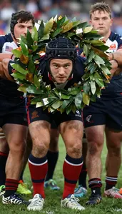 Rugby Sevens Scrum Half Wearing Socks Celebrating Wearing