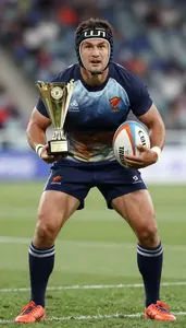 Rugby Sevens Wing Wearing Socks Celebrating Standing Proudly