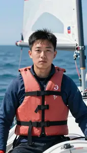 Sailing Crew Member Wearing Life Jacket Alert Sailing