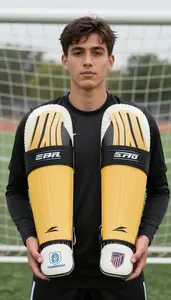 Soccer Defender Wearing Shin Guards Displaying Wearing