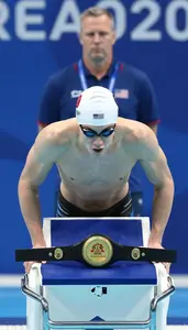 Swimming Butterfly Swimmer Wearing Swim Cap Standing In