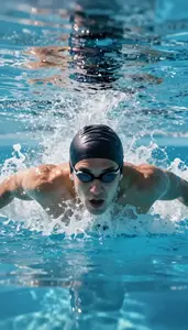 Swimming Butterfly Swimmer Wearing Kick Board Focused