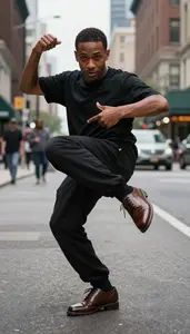 Tap Dancer In Oxfords And Rhythmic Expression Improvising On