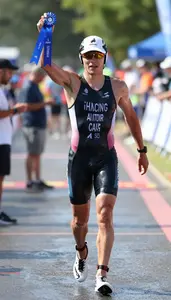 Triathlon Half Ironman Wearing Cycling Shoes Showcasing