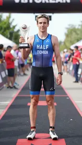 Triathlon Half Ironman Wearing Cycling Shoes Standing In
