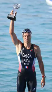 Triathlon Sprint Triathlete Wearing Triathlon Suit Standing