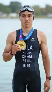 Triathlon Sprint Triathlete Wearing Triathlon Suit Posing