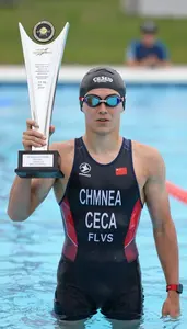 Triathlon Sprint Triathlete Wearing Goggles Standing Proudly