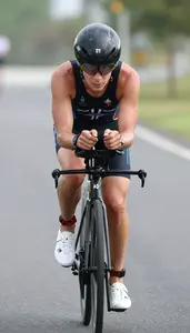 Triathlon Sprint Triathlete Wearing Cycling Shoes Enduring