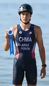 Triathlon Sprint Triathlete Wearing Helmet Standing Tall