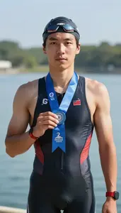 Triathlon Sprint Triathlete Wearing Triathlon Suit