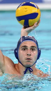 Water Polo Defender Wearing Earplugs Aquatic Passing Chest