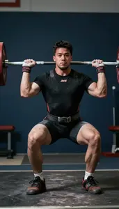 Weightlifting Powerlifter Wearing Wrist Wraps Explosive