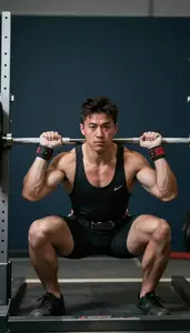 Weightlifting Strength Athlete Wearing Wrist Wraps Explosive