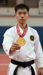 Wushu Wing Chun Practitioner Wearing Uniform Standing Tall