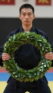 Wushu Wing Chun Practitioner Wearing Sash Displaying