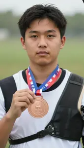 Archery Competition Archer Wearing Finger Tab Displaying