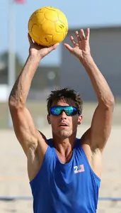 Beach Handball Wing Player Wearing Top Agile Defending