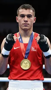 Boxing Welterweight Wearing Hand Wraps Standing Tall Awarded