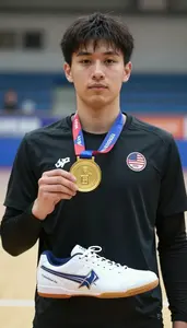 Futsal Defender Wearing Indoor Shoes Showcasing Proudly