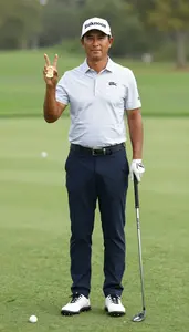 Golf Golfer Wearing Golf Shoes Standing Tall Proudly Holding