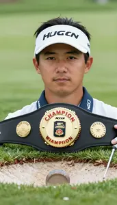 Golf Tournament Golfer Wearing Golf Visor Showcasing