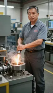 Male Blow Mold Operator Professional Stock Photo