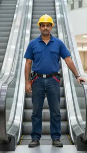 Male Escalator Installer Portrait Stock Photo