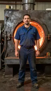 Male Heat Treating Furnace Tender Professional Stock Image