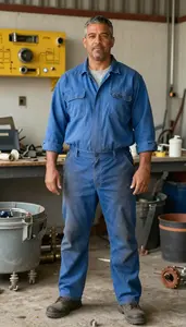 Male Hydraulic Plumber Helper Portrait Stock Photo