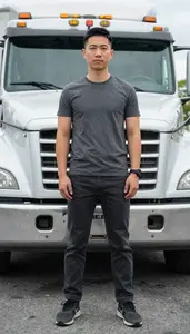 Male Over The Road Driver Portrait Stock Photo