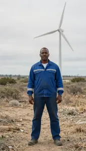 Male Wind Turbine Technicians Professional Stock Image