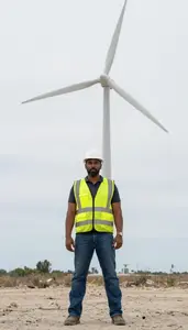 Male Wind Turbine Erector Professional Stock Photo