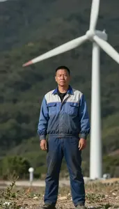 Male Wind Turbine Mechanic Professional Stock Image