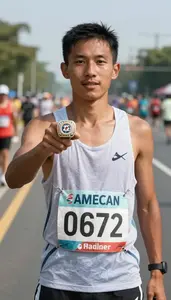 Marathon Pace Runner Wearing Number Bib Standing With Pride