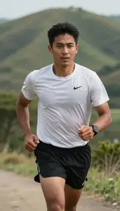 Marathon Pace Runner Wearing Running Shirt Enduring Running