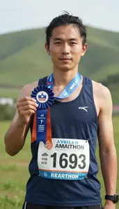 Marathon Recreational Runner Wearing Number Bib Standing In