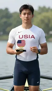 Rowing Crew Member Wearing Rowing Shirt Standing With Pride