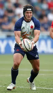 Rugby Sevens Fly Half Wearing Rugby Shorts Quick Defending