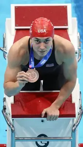 Swimming Butterfly Swimmer Wearing Swimsuit Showcasing
