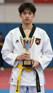 Taekwondo Specialist Wearing Yellow Belt Standing With Pride